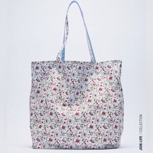 Zara reversible floral tote bag